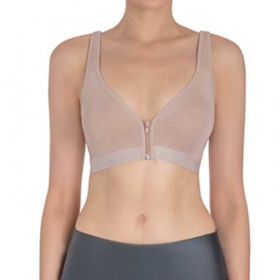 COTTON BRA WITH ZIPPER (BEIGE)